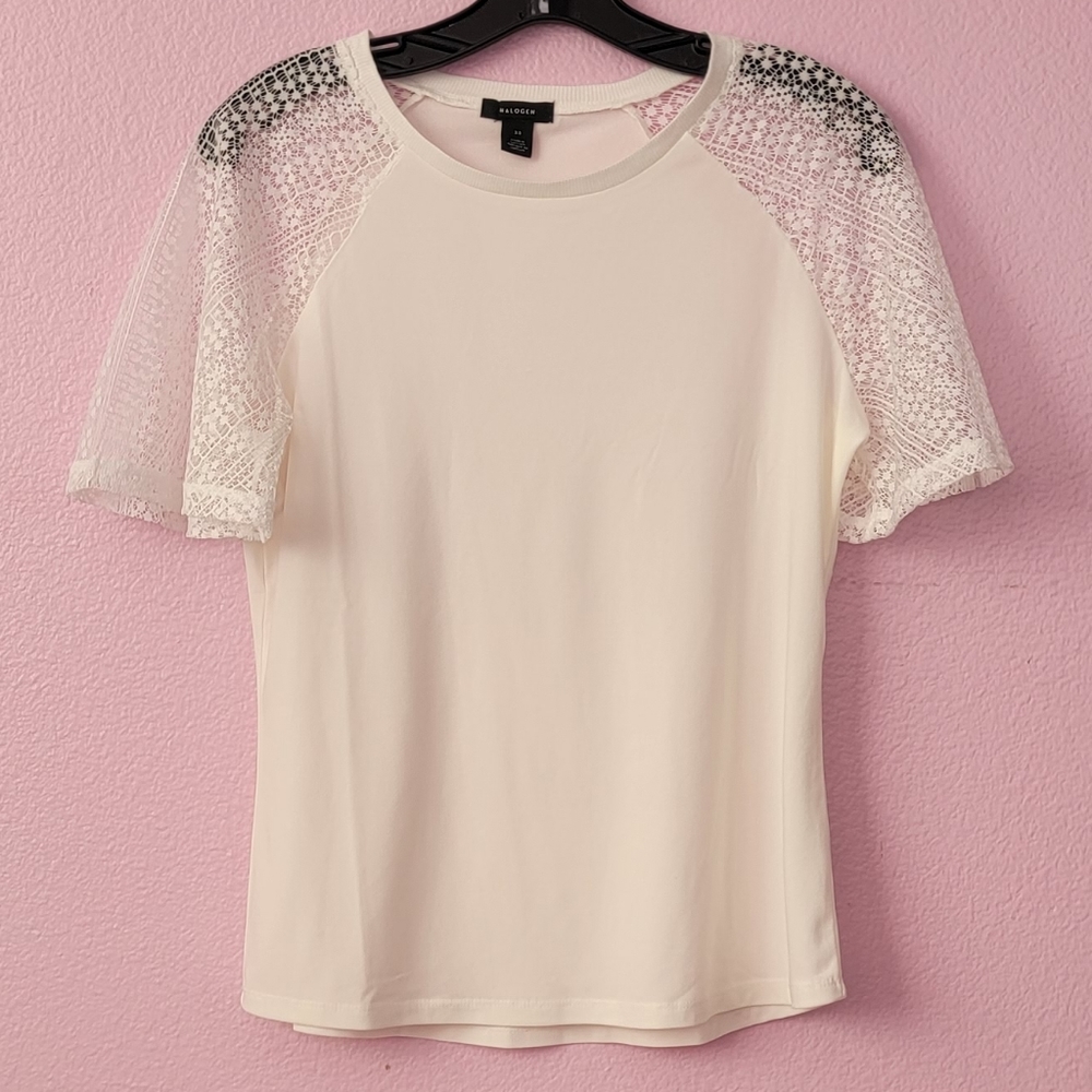 Halogen lace short sleeved tee/ XS
